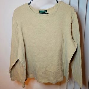 Lauren Ralph Lauren Long Sleeve Beige Crop Style Pullover For Women Size 2XL
